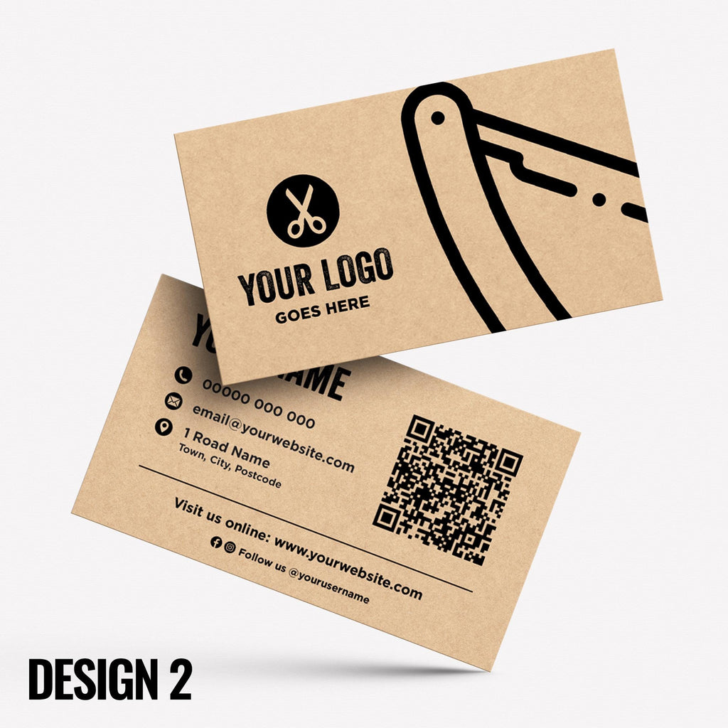 Custom Kraft Business Card Printing | Barber hairdresser stylist skin fade grooming male barbers barbering cut businesses