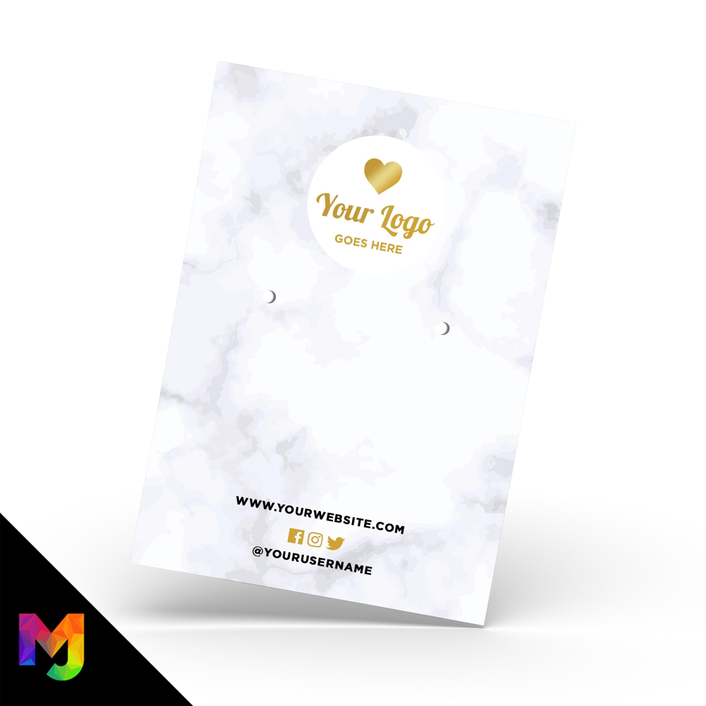 Custom jewellery backing card printing | A6 size | Marble gold modern style design