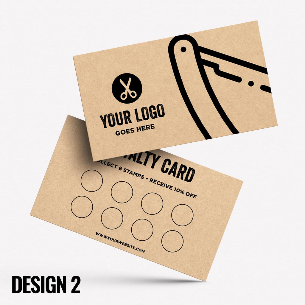 Custom printed kraft loyalty reward cards | Barber hairdresser stylist skin fade grooming male barbers barbering cut businesses