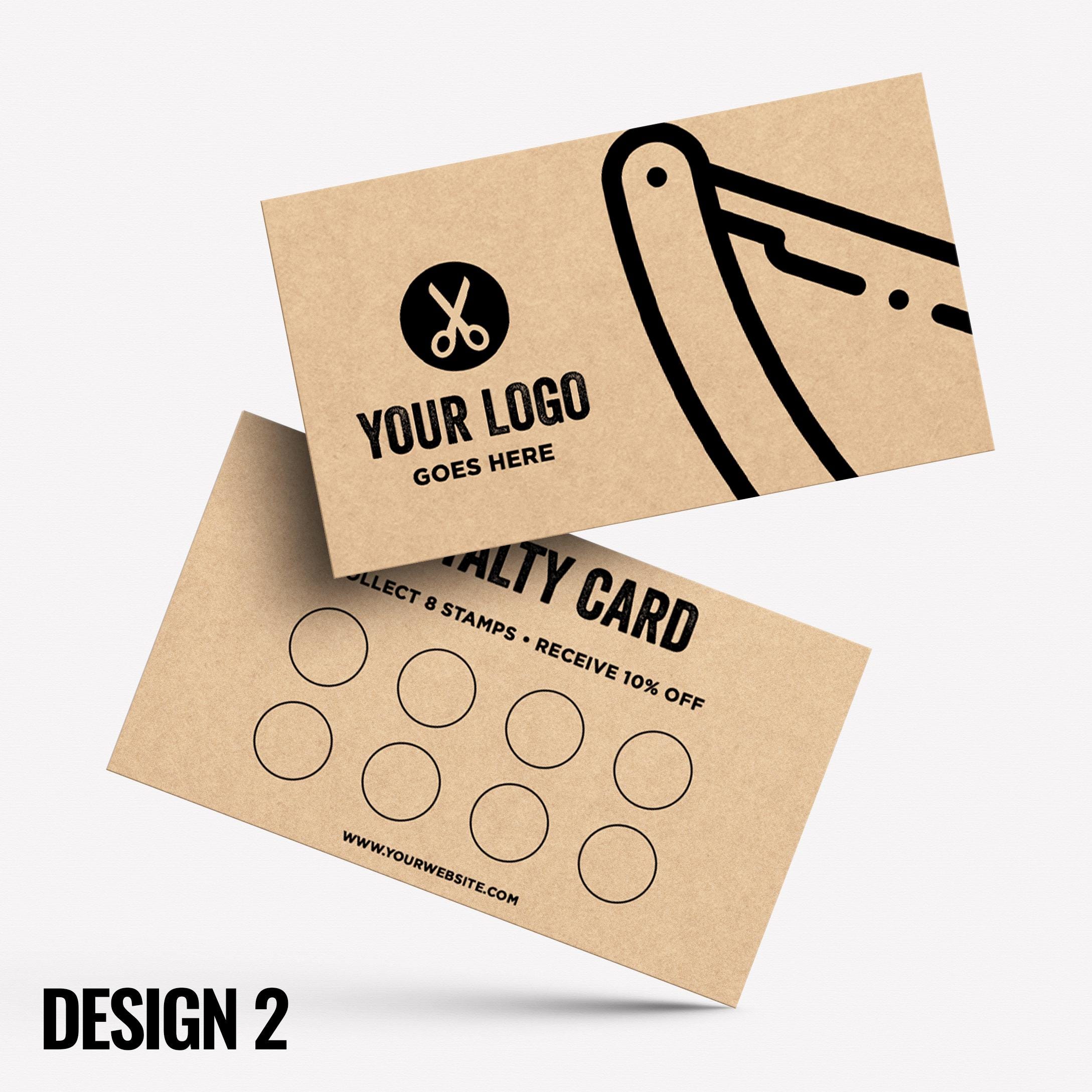Custom printed kraft loyalty reward cards | Barber hairdresser stylist skin fade grooming male barbers barbering cut businesses