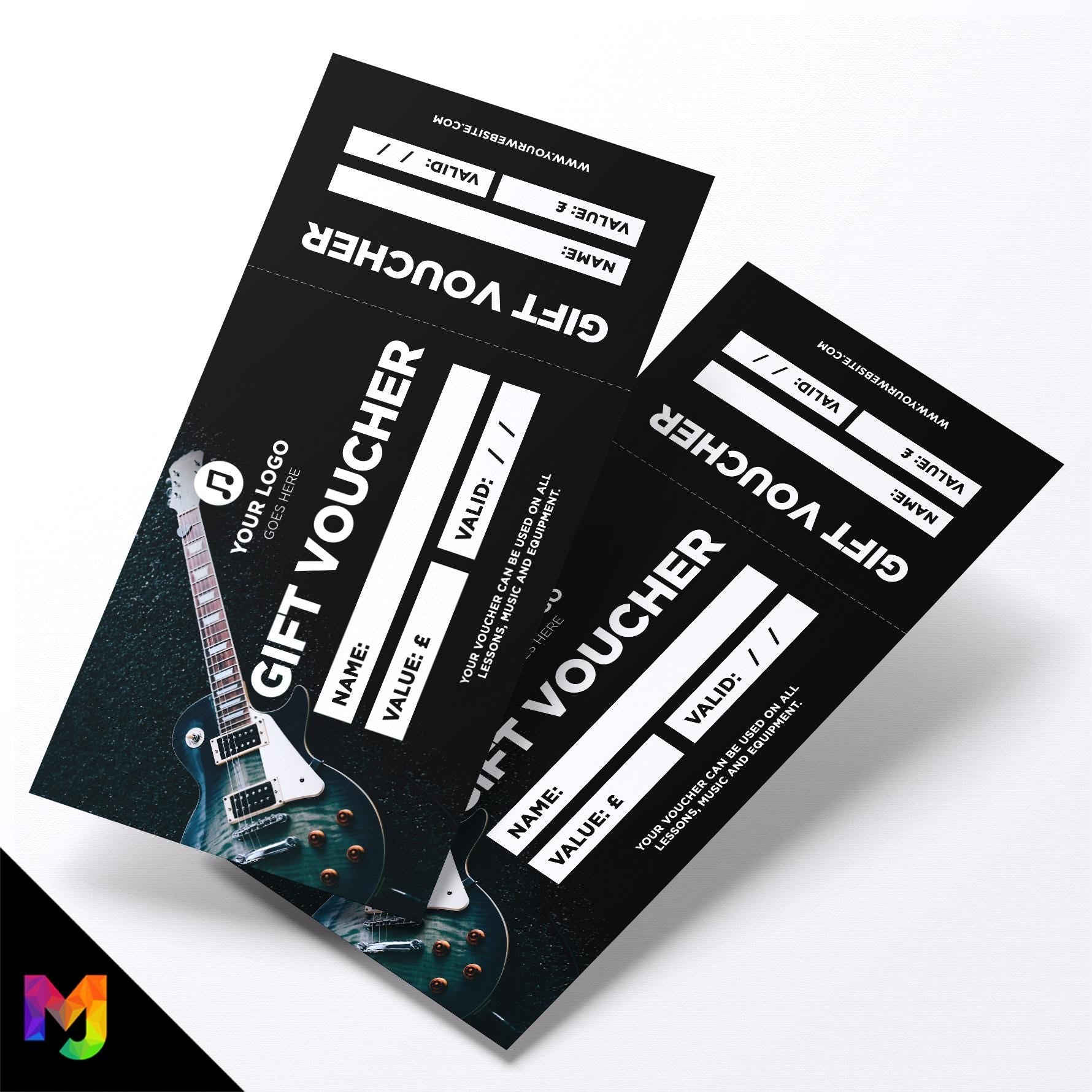 Custom printed gift vouchers | Perforated stubs | Guitar Lesson Music Business Shop Gig Show Band Instruments 2