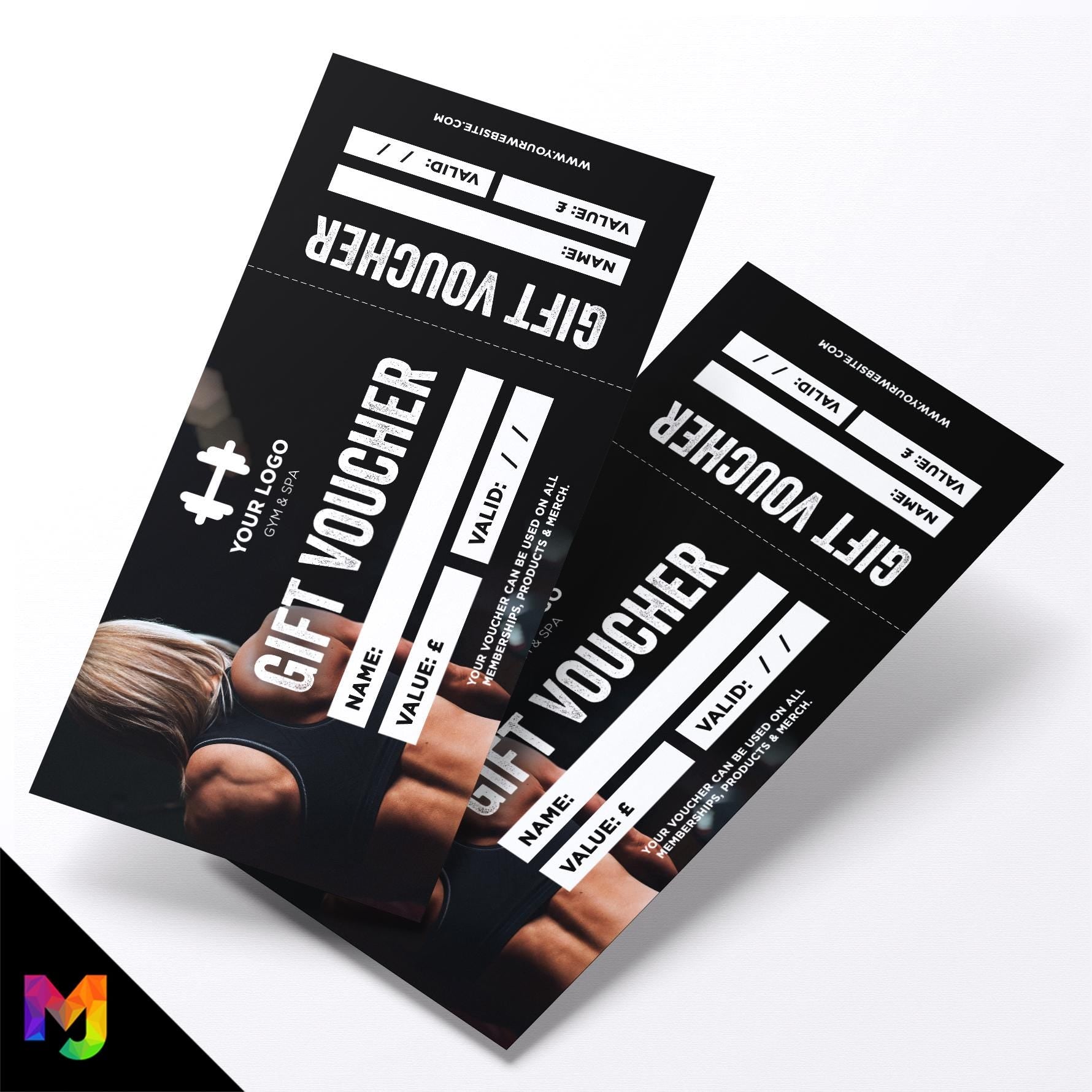 Custom printed gift vouchers | Perforated stubs | Gym Personal Trainer Muscle Fitness Boxing Exercise Training 1