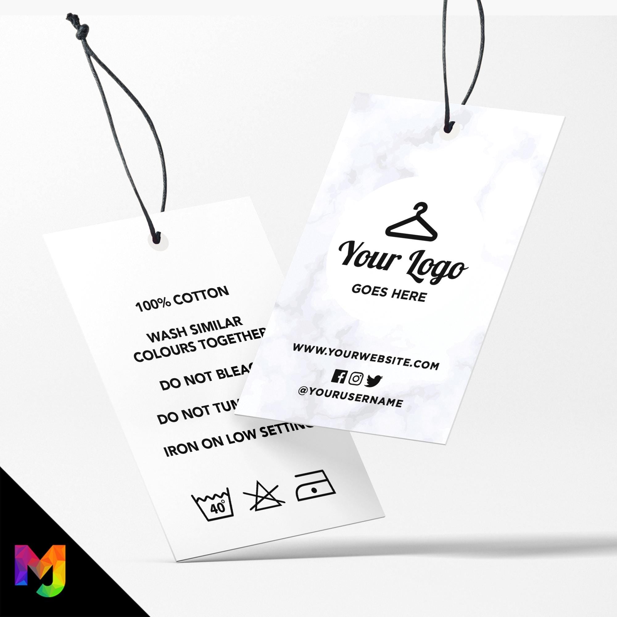 Custom printed clothing swing tags cards | Marble black modern style design
