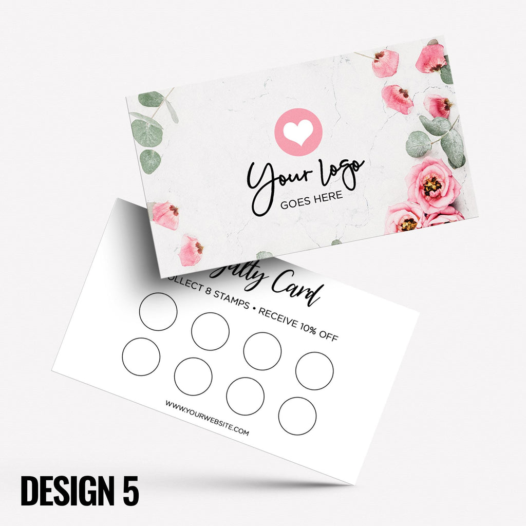 Custom printed loyalty reward cards | Floral flowers feminine cute pink purple orange blue roses flower elegant generic businesses