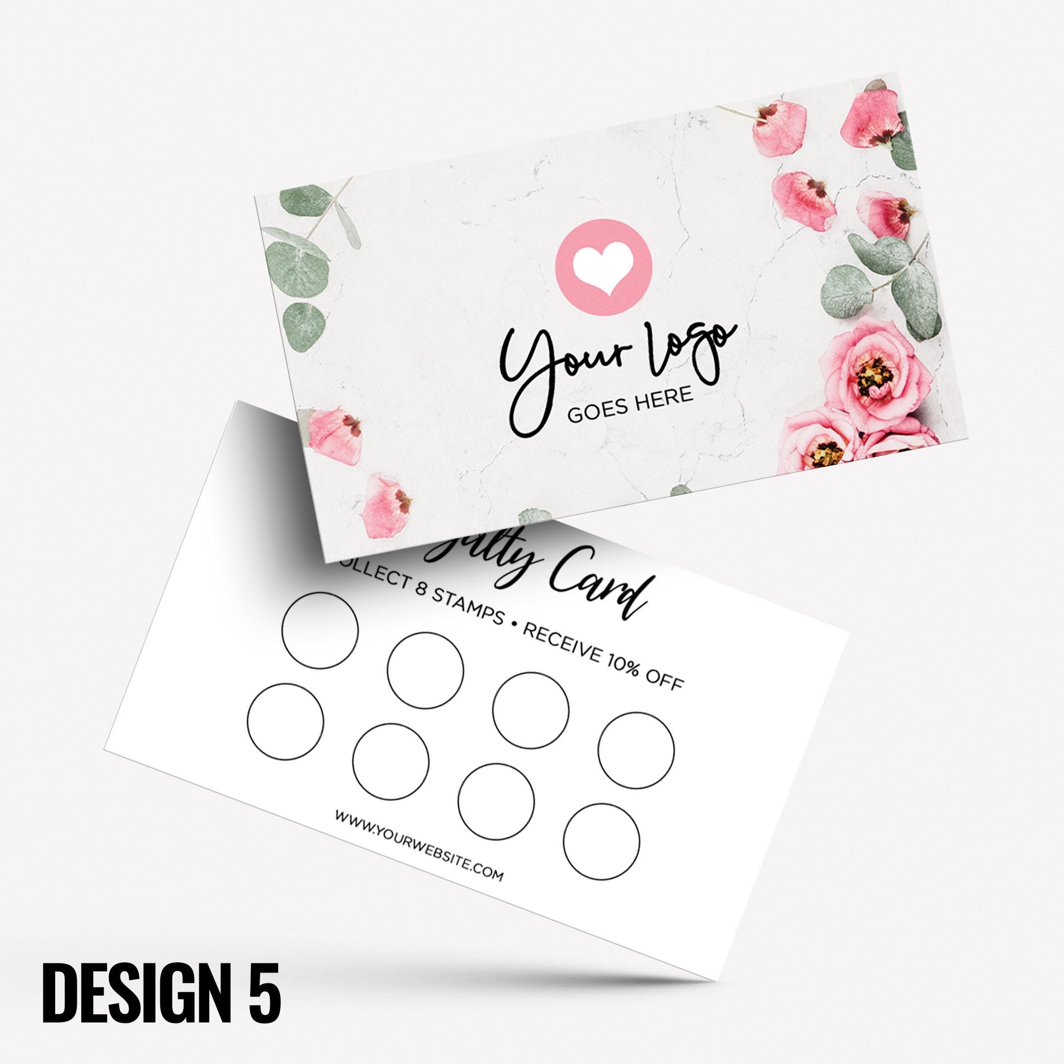 Custom printed loyalty reward cards | Floral flowers feminine cute pink purple orange blue roses flower elegant generic businesses