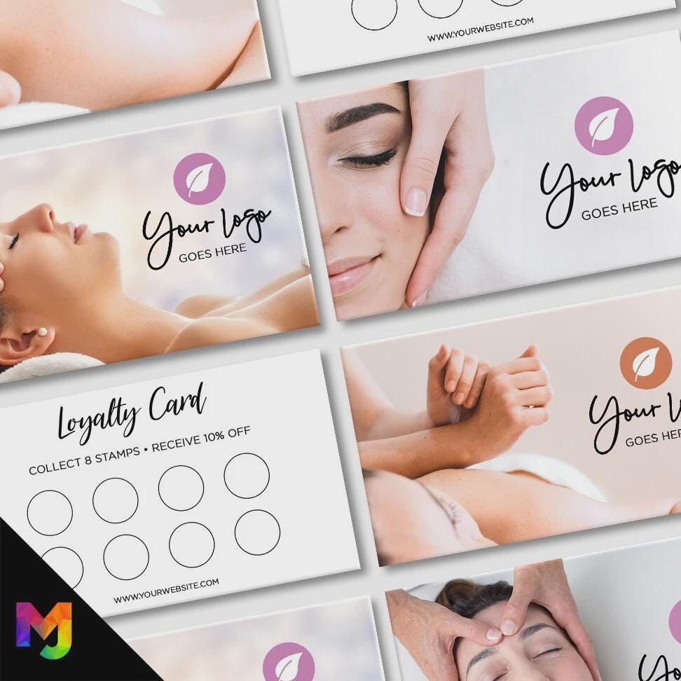Custom printed loyalty reward cards | Massage therapy masseur sports beauty businesses meditation