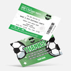 Personalised football ticket style Invitations Invites + thank you cards | Any team and colours!