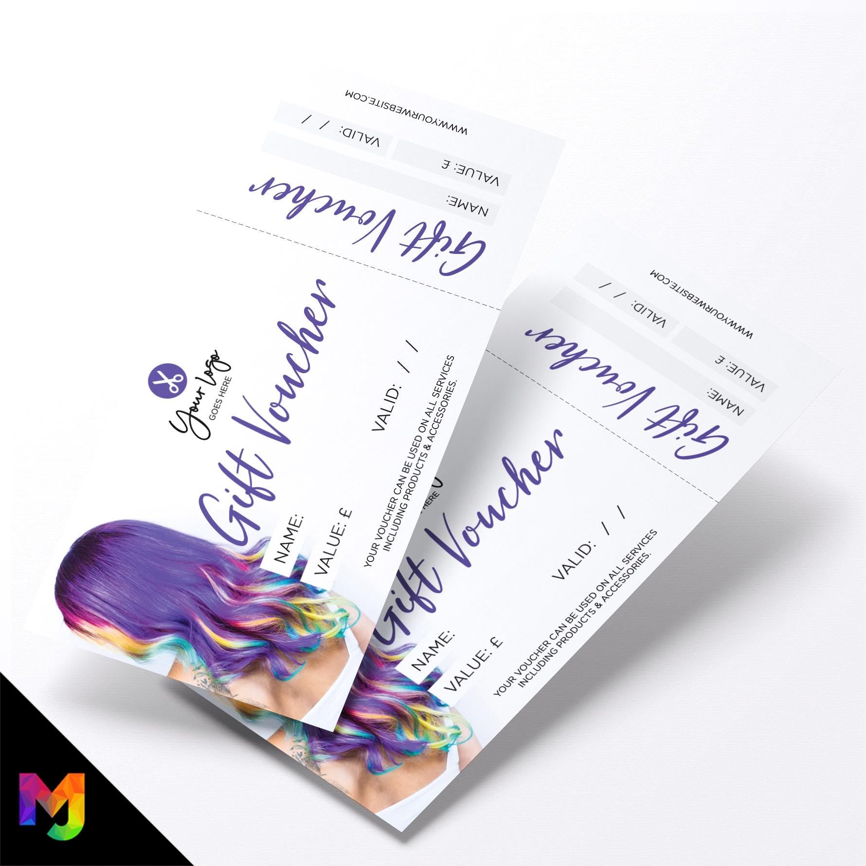Custom printed gift vouchers | Perforated stubs | Hairdresser salon beautician hair female woman business 05