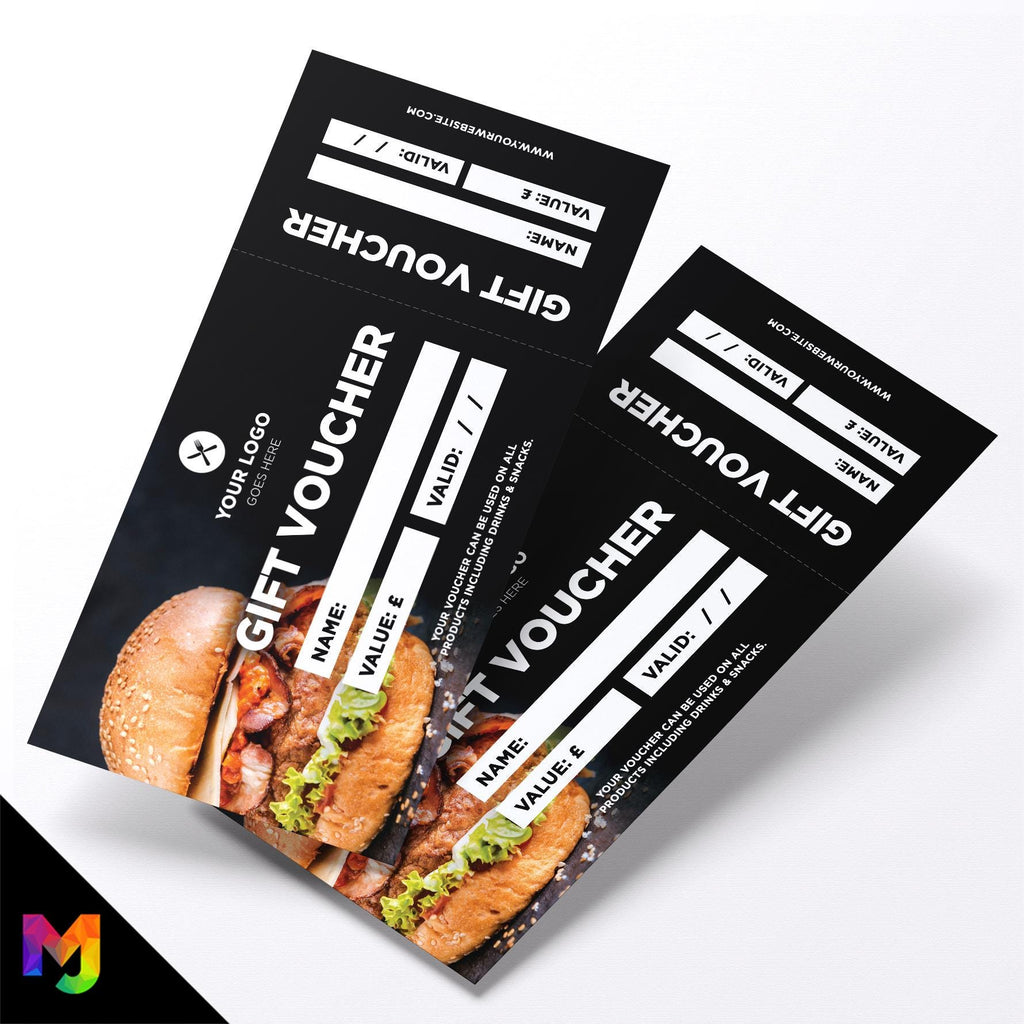 Custom printed gift vouchers | Perforated stubs | Food Restaurant Takeaway Burgers Buns Smash Burger 4