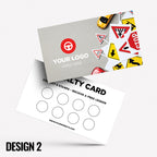 Custom printed loyalty reward cards | Driving school instructor drive lesson learner learn car street roads businesses