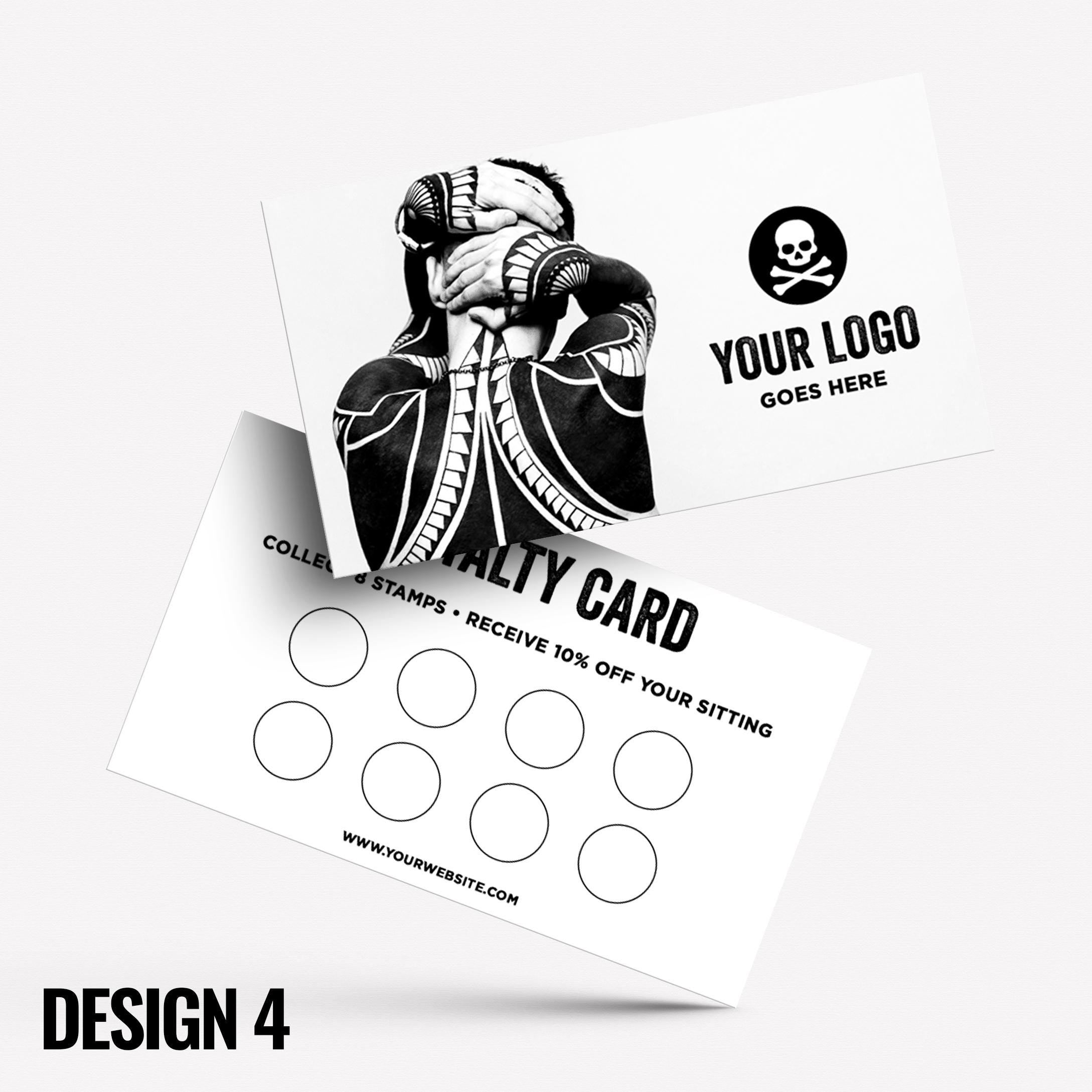 Custom printed loyalty reward cards | Tattoo studio artist piercing piercer body art jewellery tats ink inked businesses parlour salon