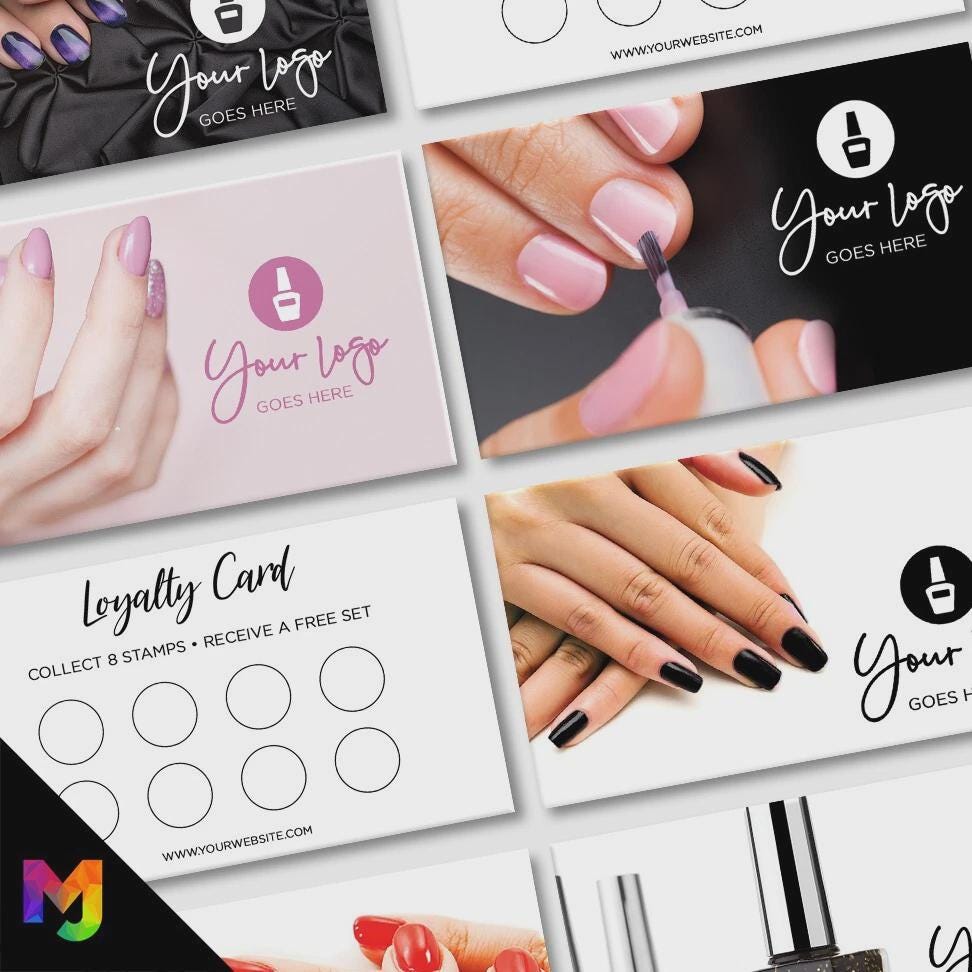 Custom printed loyalty reward cards | Nail artist beautician nails beauty art female hands businesses