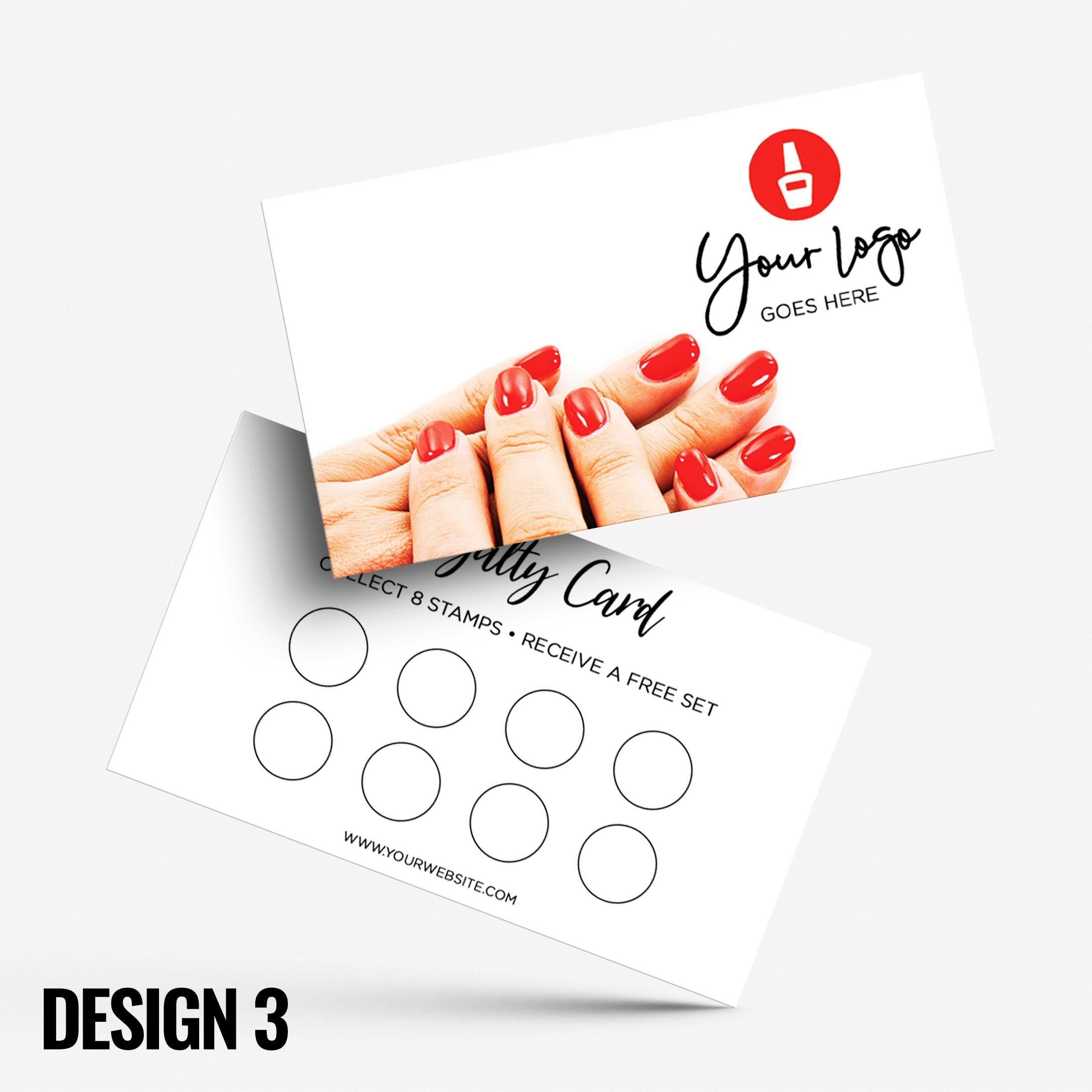 Custom printed loyalty reward cards | Nail artist beautician nails beauty art female hands businesses