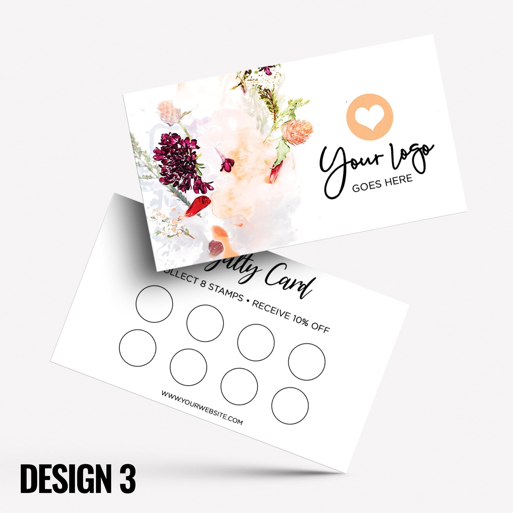 Custom printed loyalty reward cards | Floral flowers feminine cute pink purple orange blue roses flower elegant generic businesses