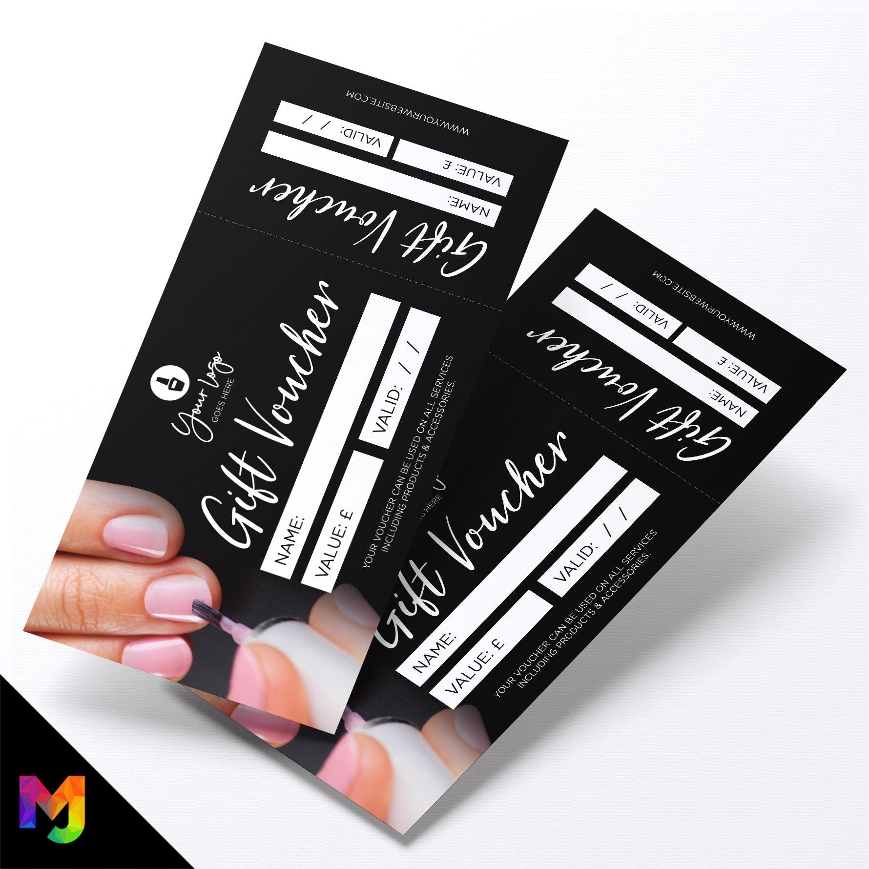 Custom printed gift vouchers | Perforated stubs | Nail technician beauty therapist salon business 06