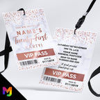 Personalised 21st birthday style VIP pass & lanyards | Marble rose gold design | ANY AGE!