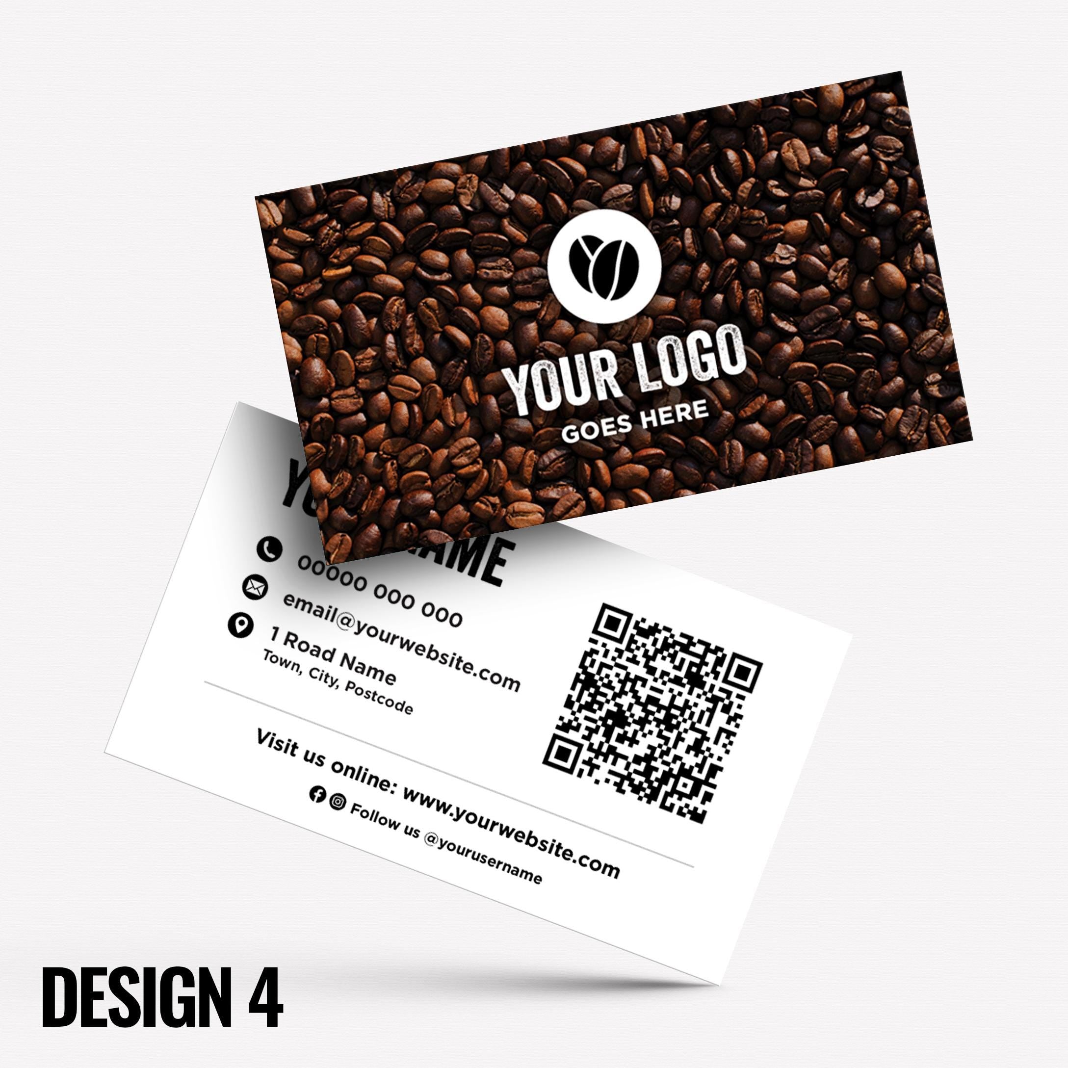 Custom Business Card Printing | Coffee shop cafe barista bistro restaurant kiosk drinks hot mug cup takeaway businesses