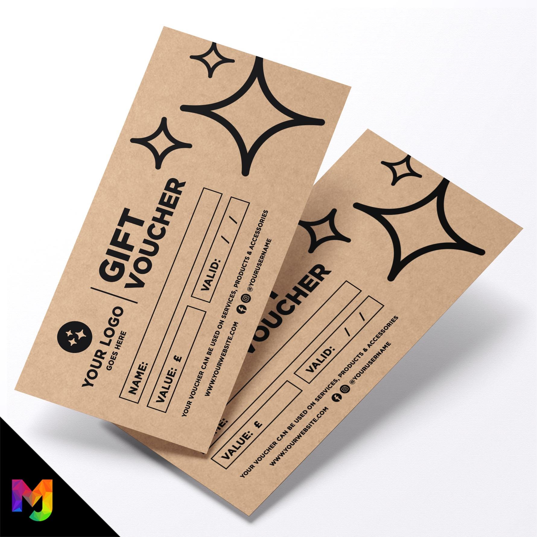 Custom printed kraft gift vouchers | Eco-friendly recycled | Car Wash Valet Business Garage Cleaning Detailing 3
