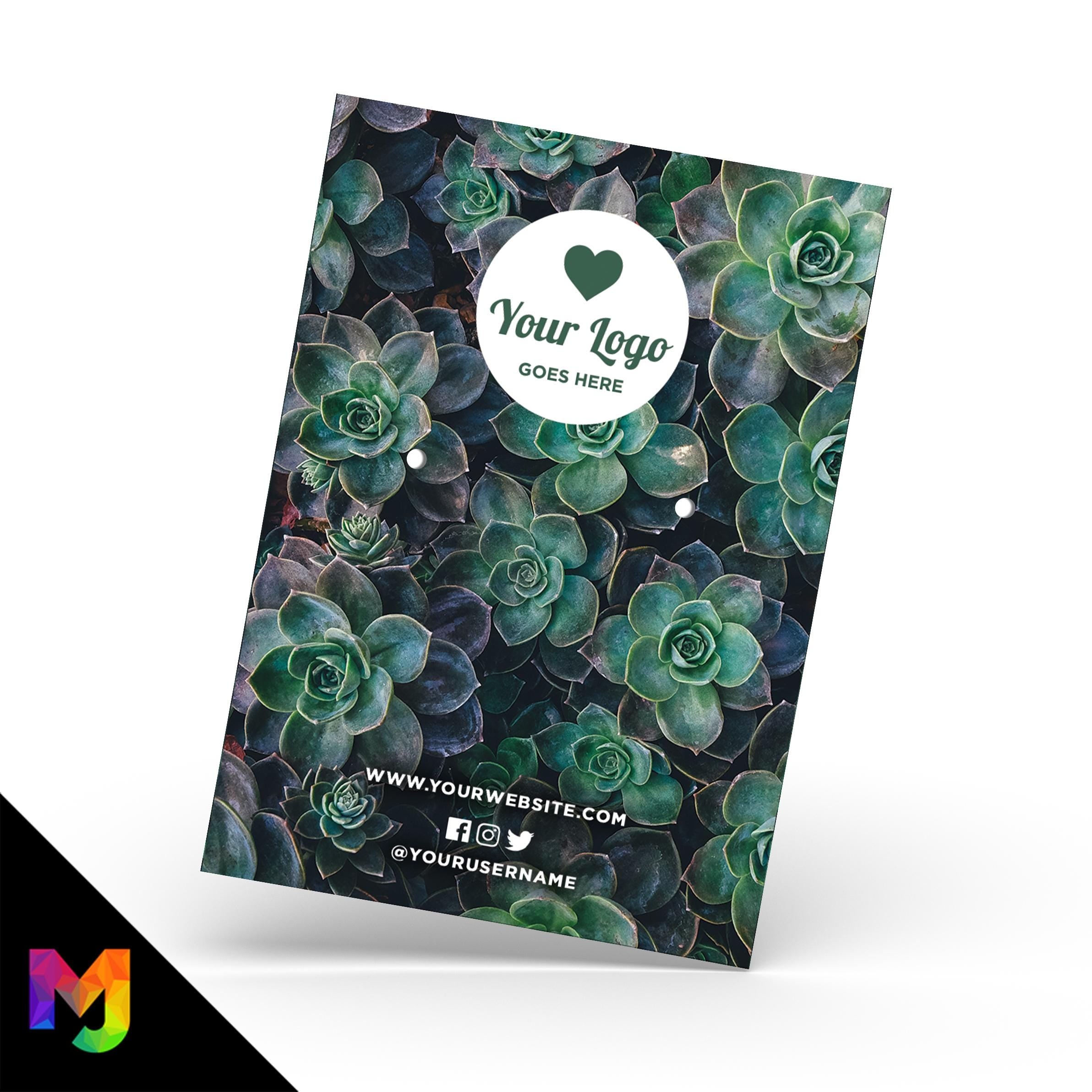 Custom jewellery backing card printing | A6 size | Nature natural green leaf pattern design 2