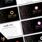 Custom printed loyalty reward cards | Glitter Style Modern Design Gold Rose Blue Pink Glittery Elegant Cute Feminine Businesses