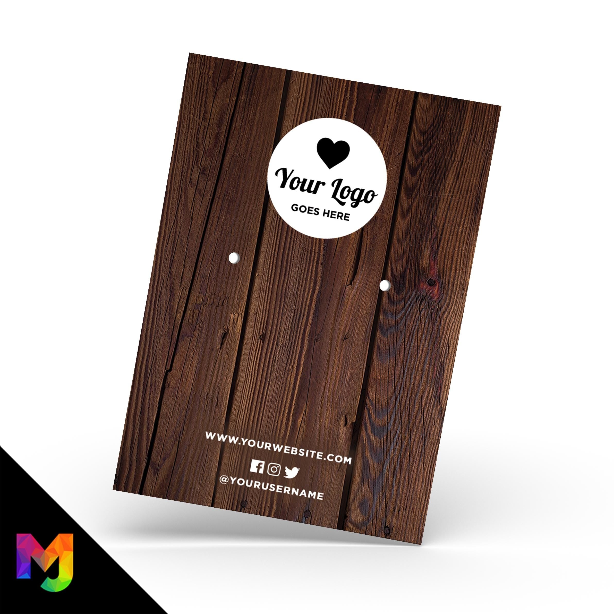 Custom jewellery backing card printing | A6 size | Brown wood effect pattern abstract style design