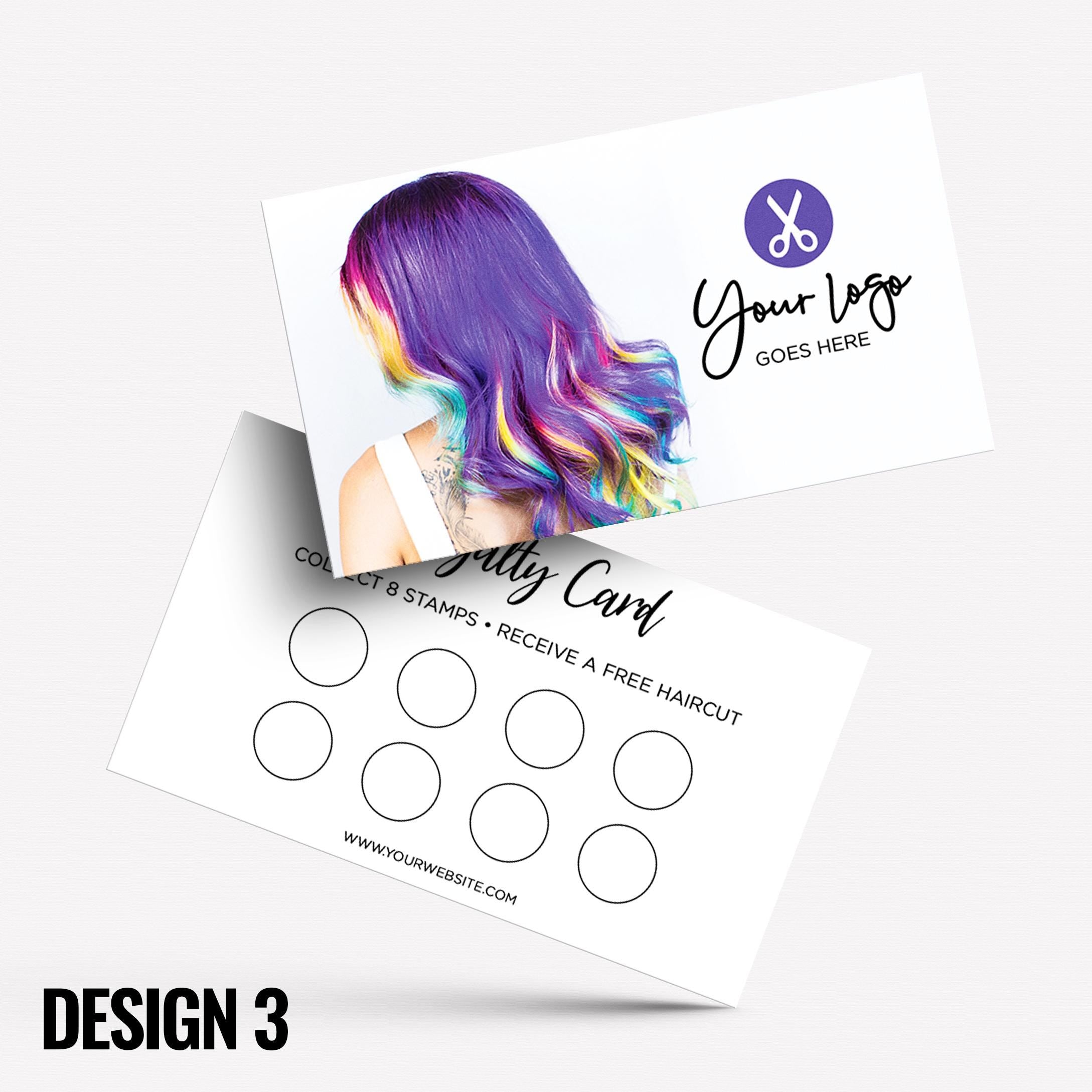 Custom printed loyalty reward cards | Hair salon stylist hair dresser hairdressing beauty female beautician businesses