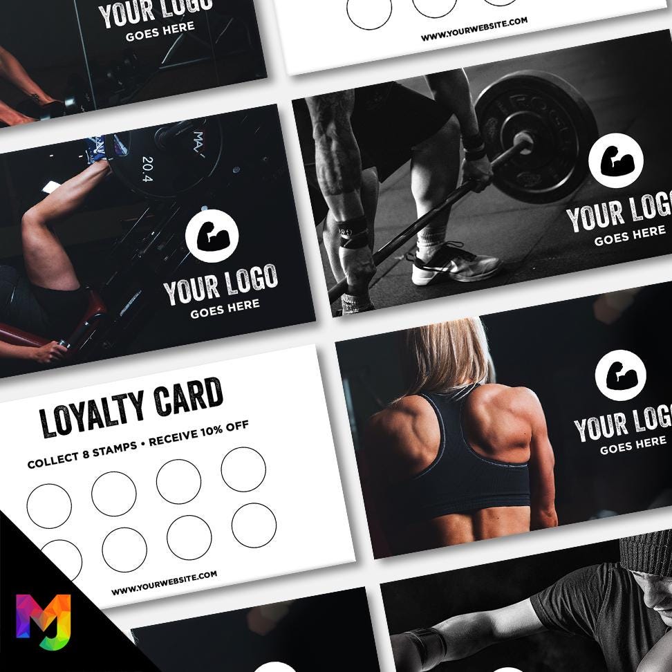 Custom printed loyalty reward cards | Gym workout personal trainer training muscle weight lifting lift weight businesses