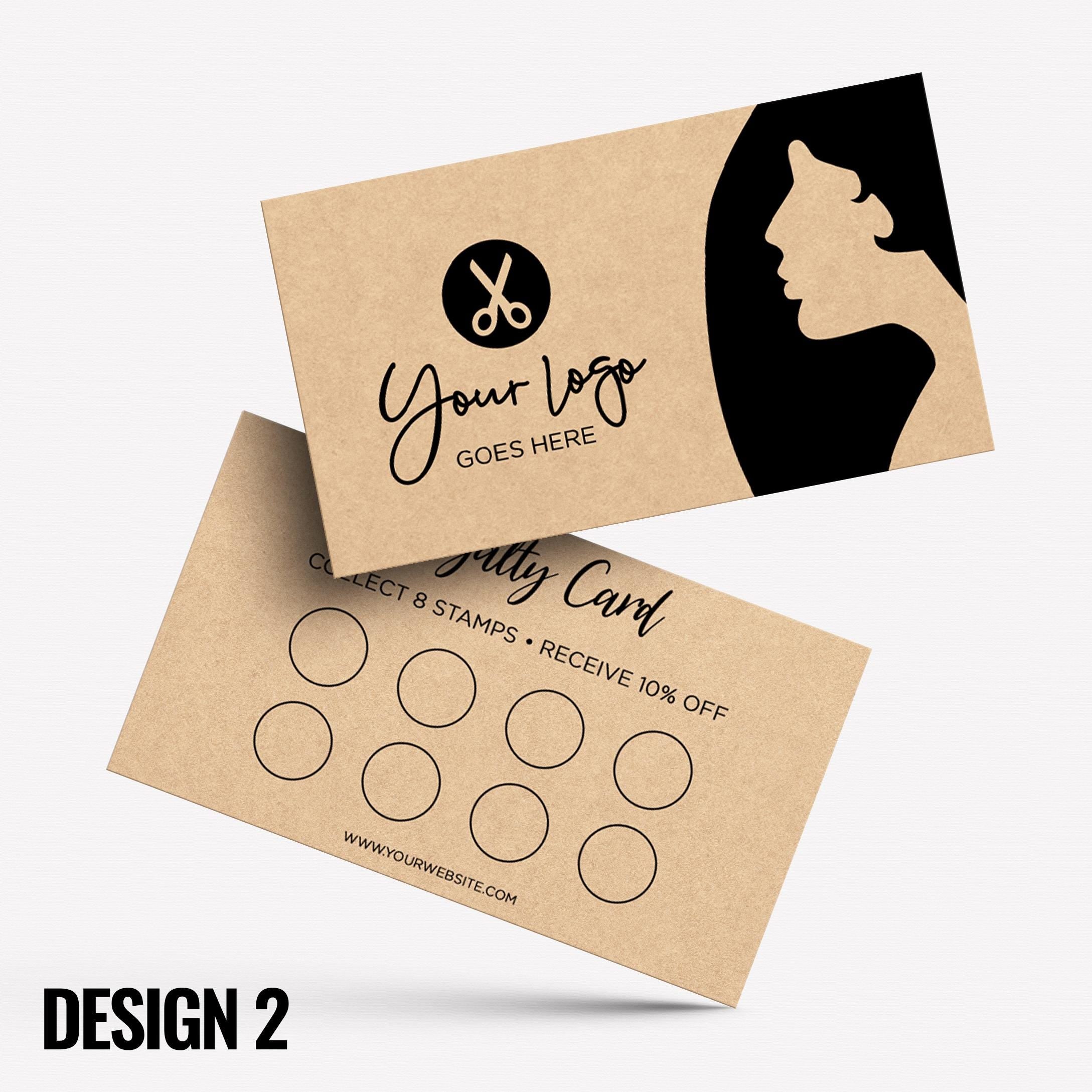 Custom printed kraft loyalty reward cards | Hair salon stylist hair dresser hairdressing beauty female beautician businesses