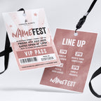 Personalised festival style VIP pass & lanyard Invitations Invites | Any colour | Music summer fest