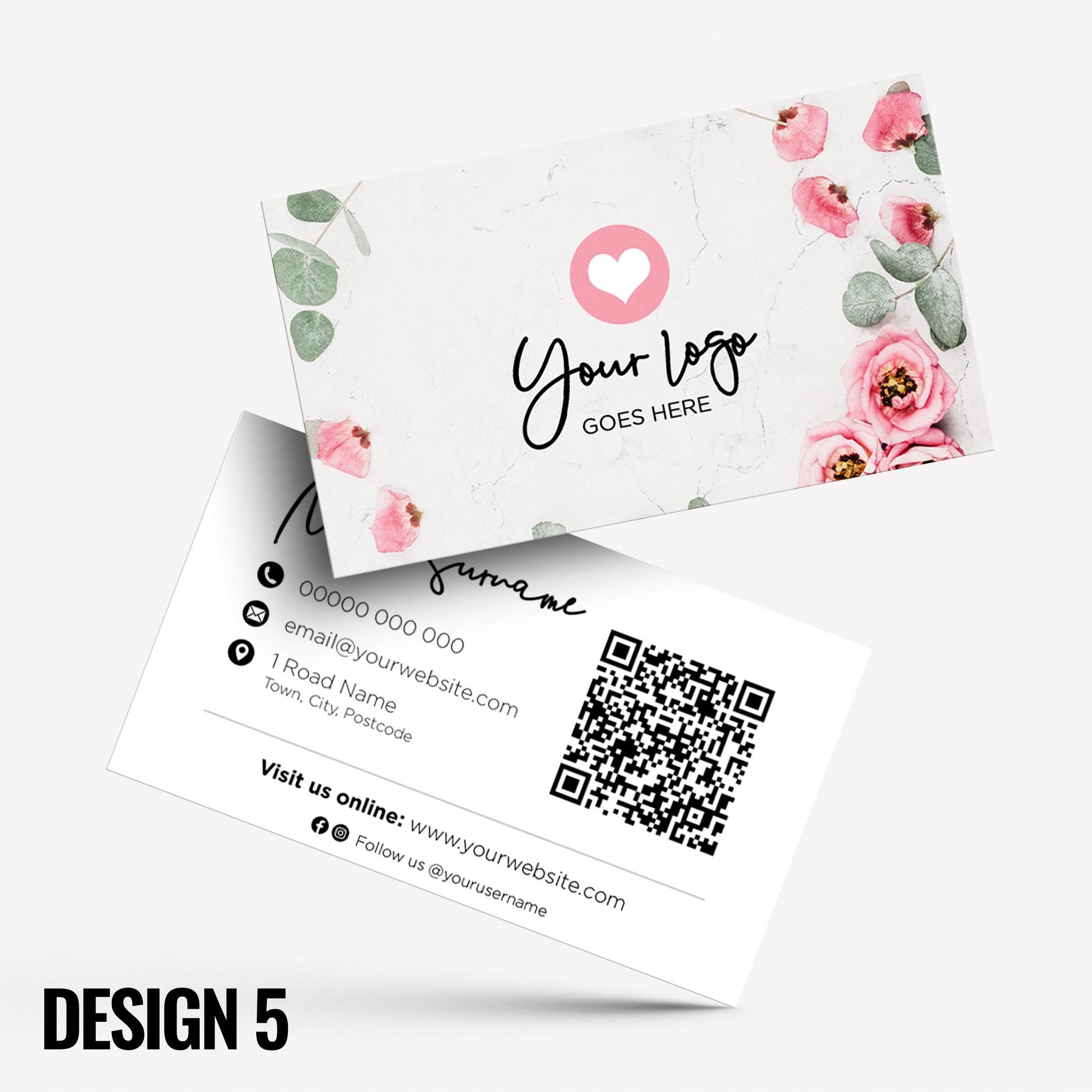 Custom Business Card Printing | Floral flowers feminine cute pink purple orange blue roses flower elegant generic businesses