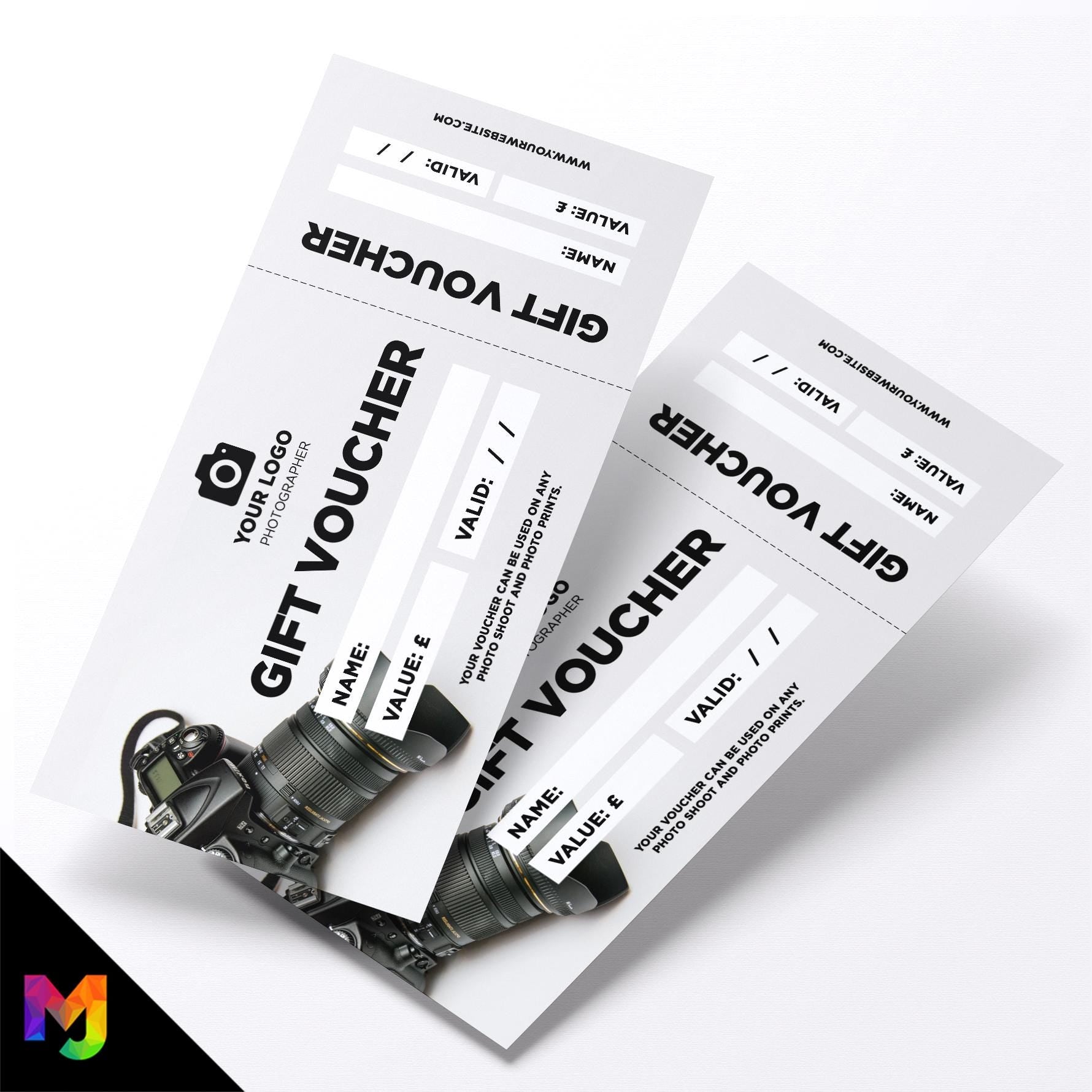 Custom printed gift vouchers | Perforated stubs | Photographer Photo Wedding Photography Studio 2