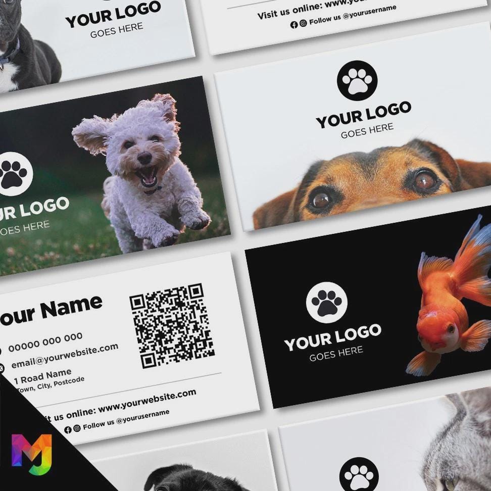 Custom Business Card Printing | Dog Cat Pets Shop Pet Walking Grooming Printed Prints Animals Supplies Businesses