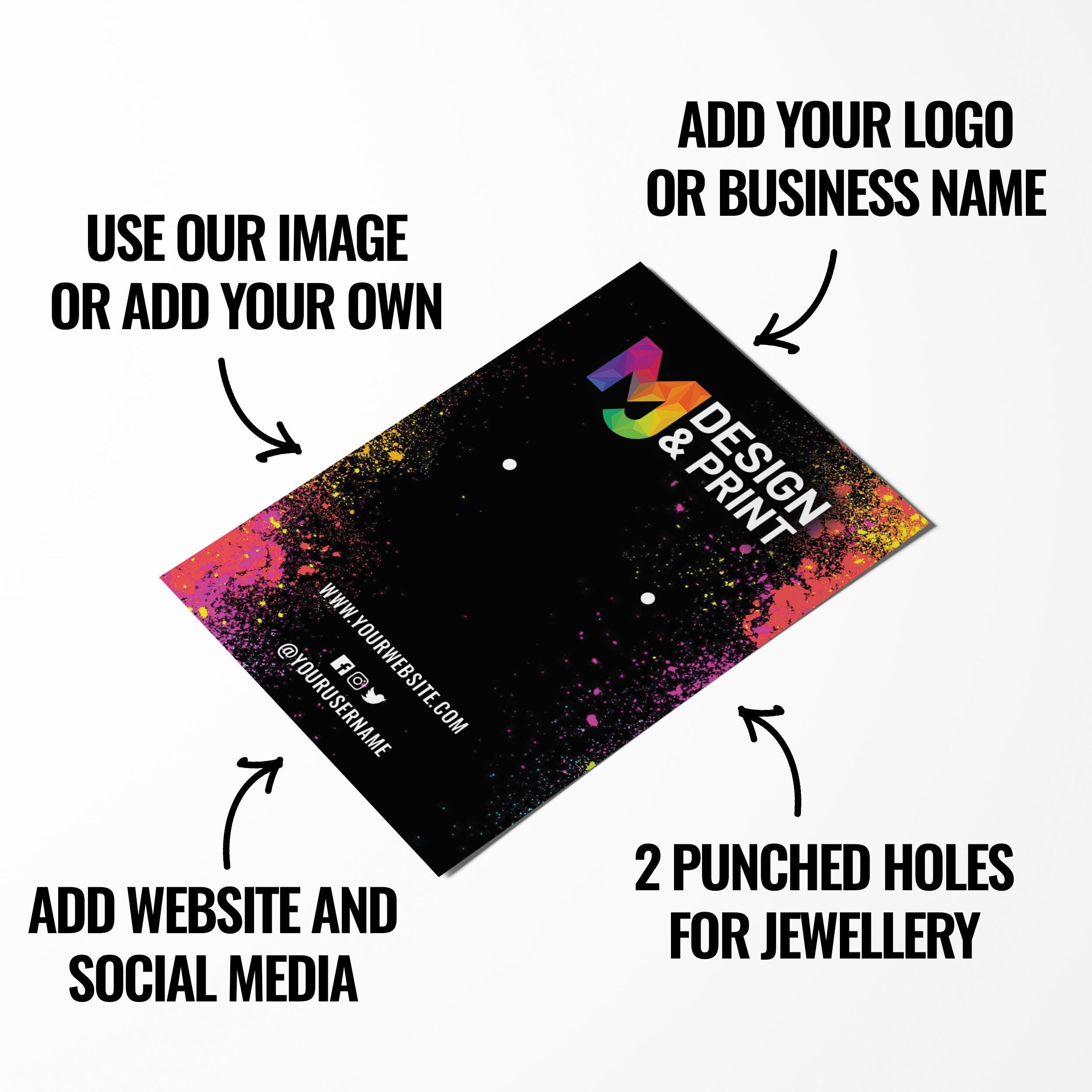 Custom jewellery backing card printing | A6 size | Pink blue wax abstract style design 2