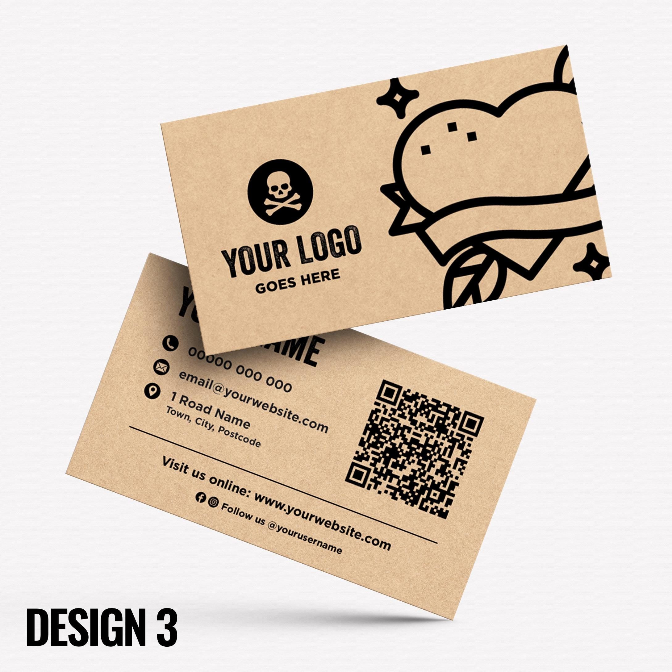 Custom Kraft Business Card Printing | Tattoo studio artist piercing piercer body art jewellery tats ink inked businesses parlour salon