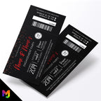 Personalised engagement party black red glitter ticket style Invitations Invites | Perforated