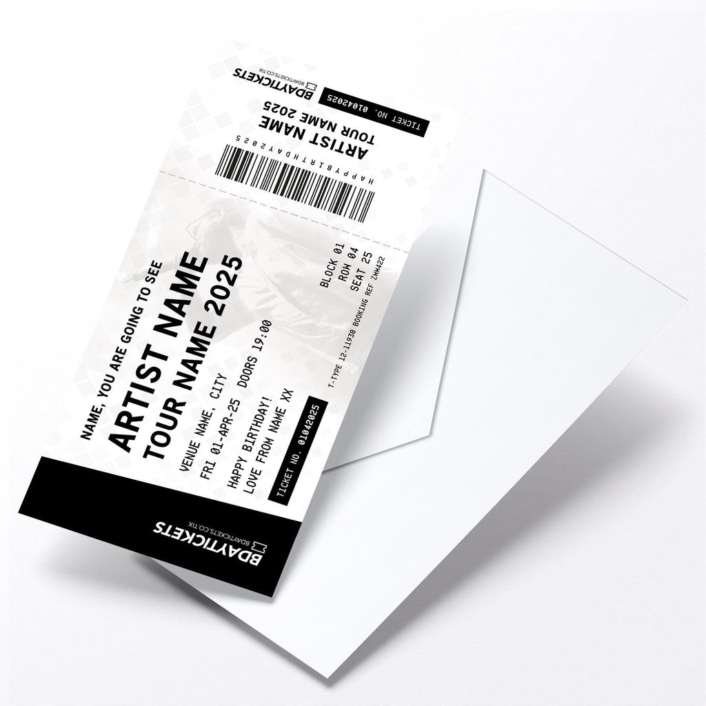 Personalised mock gig/concert ticket Birthday / Christmas gift | Any artist/band/show!