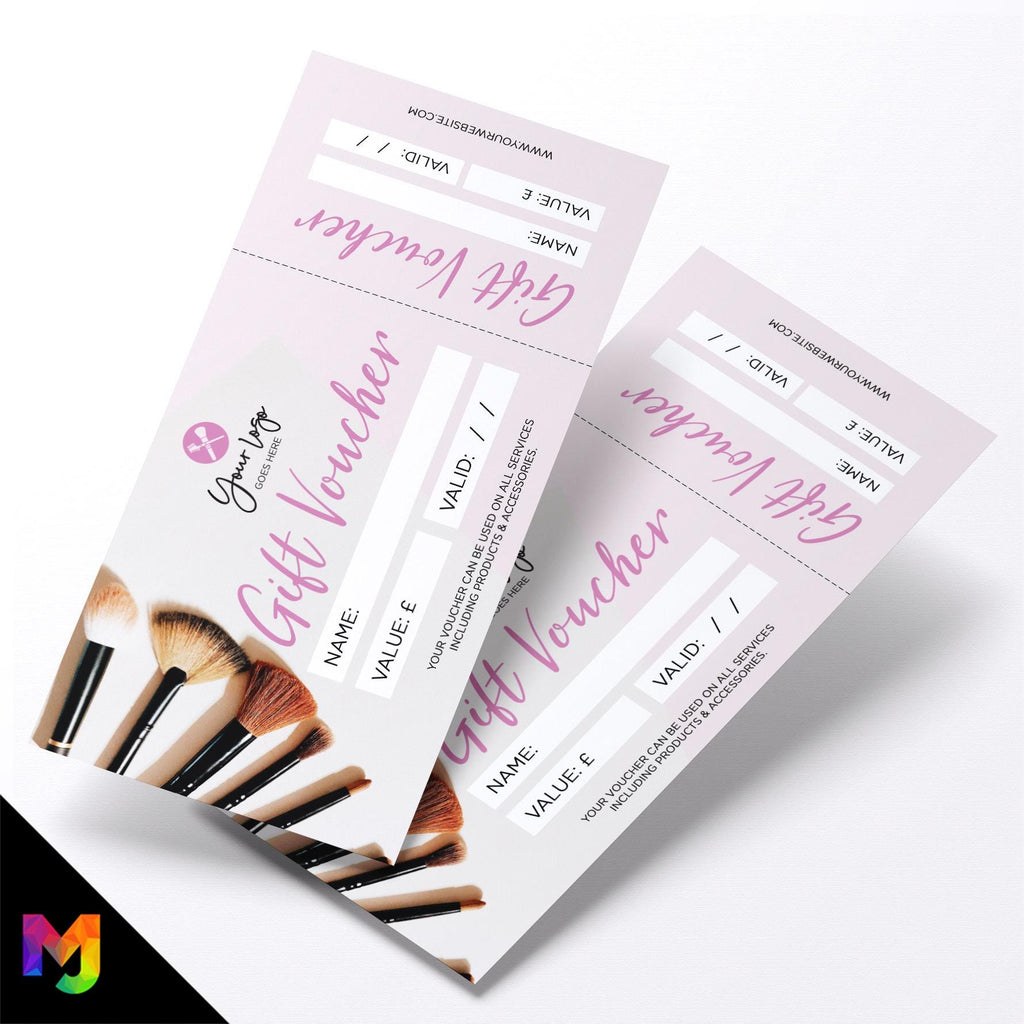 Custom printed gift vouchers | Perforated stubs | Make up artist beauty glamour model business 02