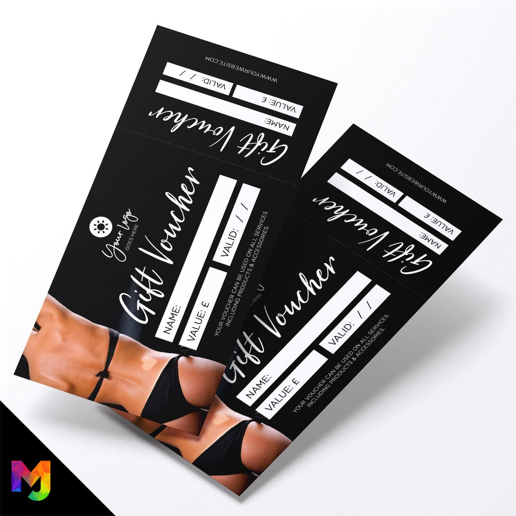 Custom printed gift vouchers | Perforated stubs | Tanning shop tan beautician beauty spraytan spray business 01