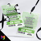 Personalised football / sports party style VIP pass & lanyards