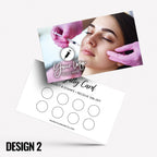 Custom printed loyalty reward cards | Aesthetics clinic beautician PMU injection botox cosmetics beauty female tanning salon tan spraytan