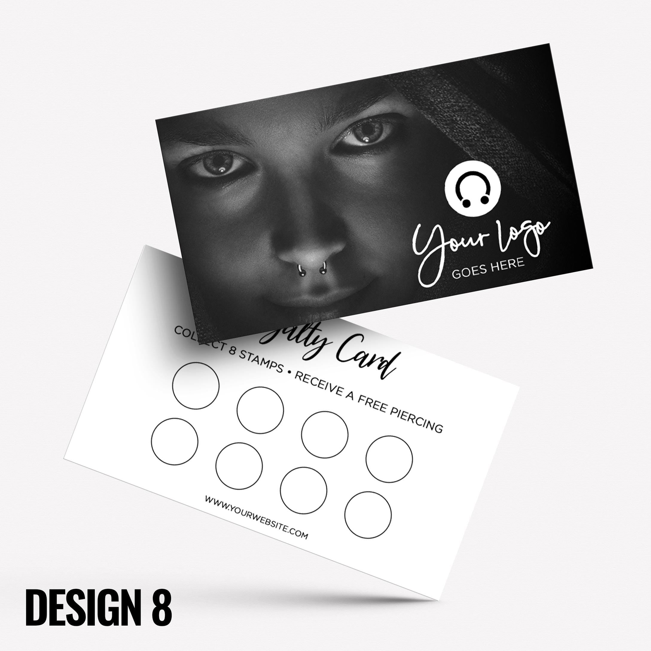 Custom printed loyalty reward cards | Tattoo studio artist piercing piercer body art jewellery tats ink inked businesses parlour salon