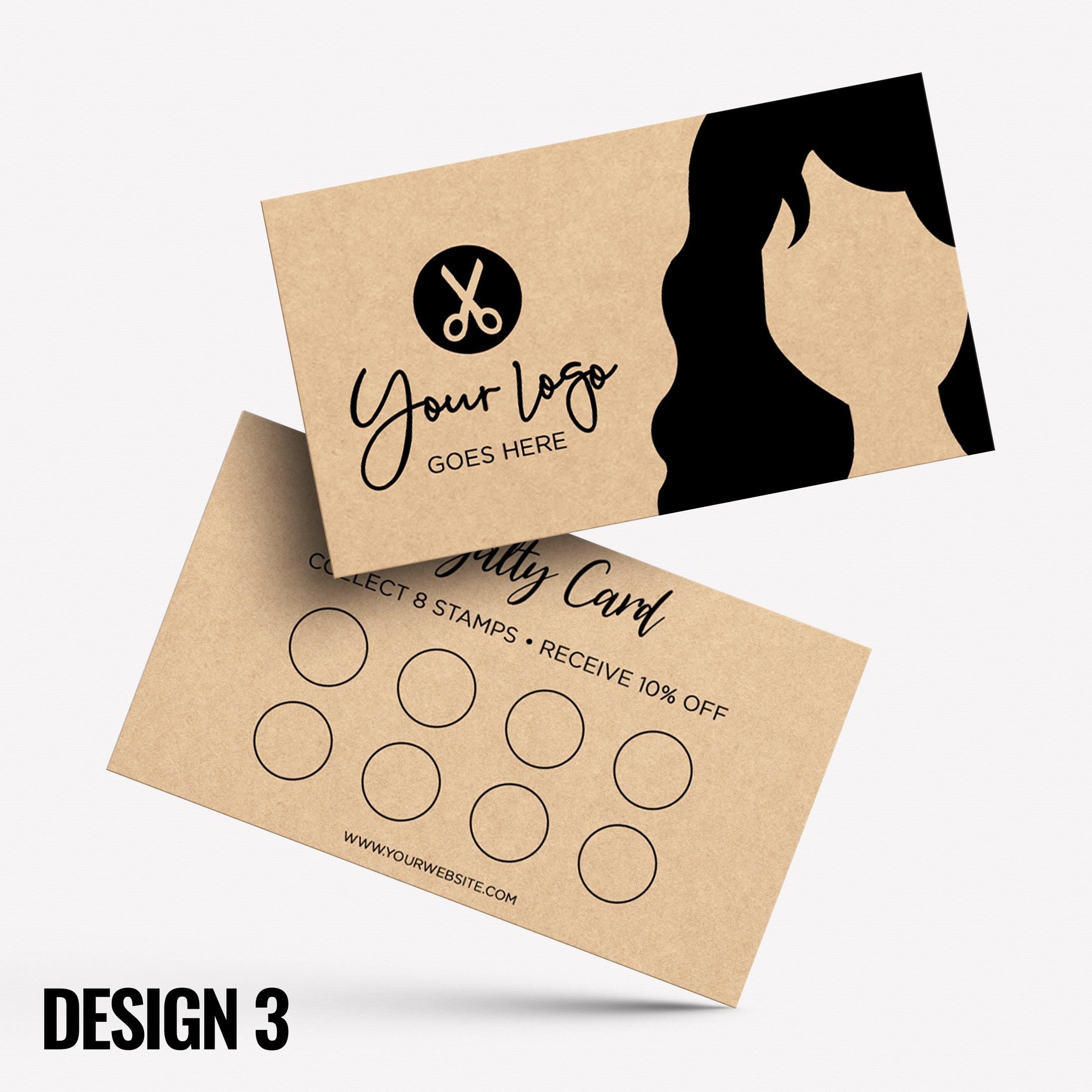 Custom printed kraft loyalty reward cards | Hair salon stylist hair dresser hairdressing beauty female beautician businesses