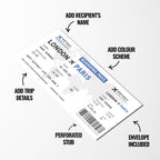 Personalised mock plane ticket Birthday / Christmas gift | Holiday trip | Perforated stub!
