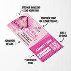 Custom ladies night event tickets | Perforated stubs | Pink lady pub female party