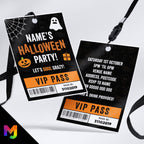 Personalised cute kids Halloween party style VIP pass & lanyard Invitations Invites