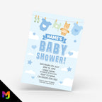 Personalised baby shower / gender reveal Invitations Invites | Blue boys cute design