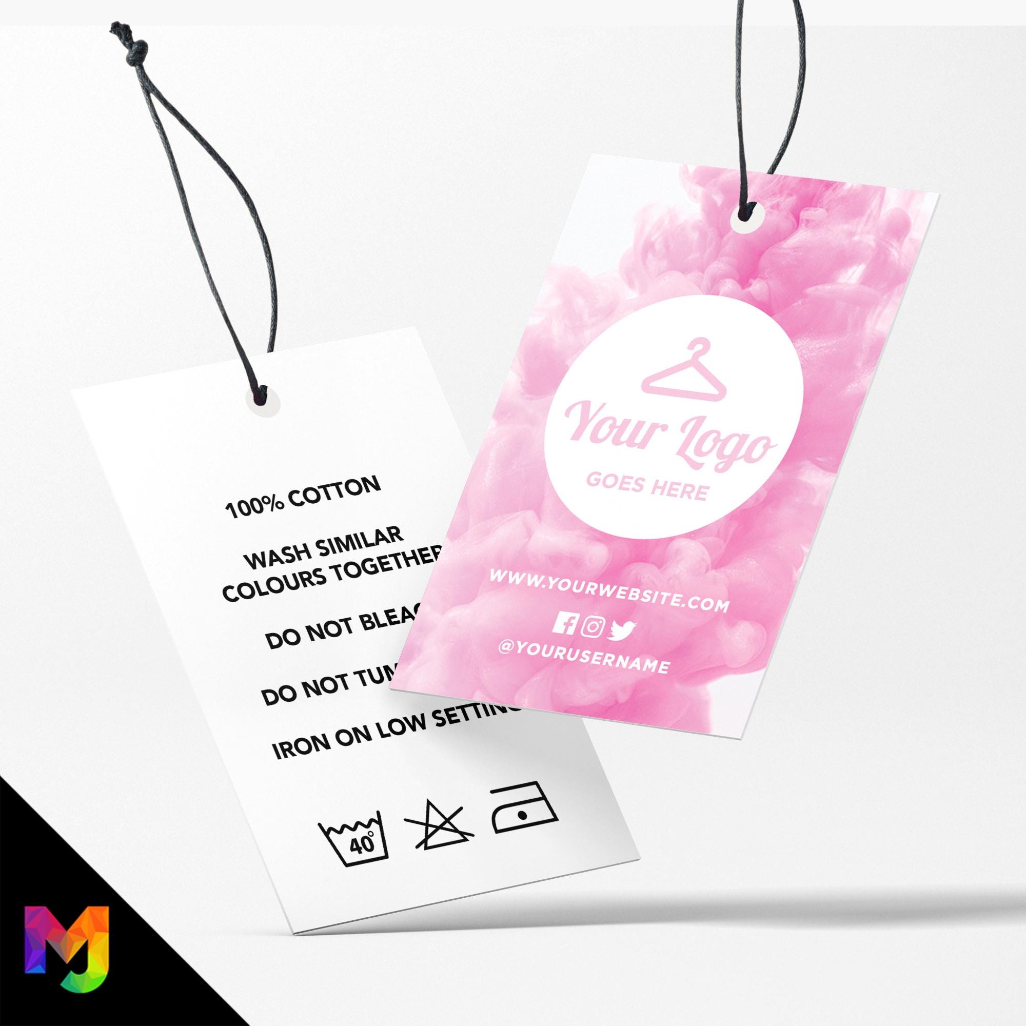 Custom printed clothing swing tags cards | Pink smoke feminine style design 01