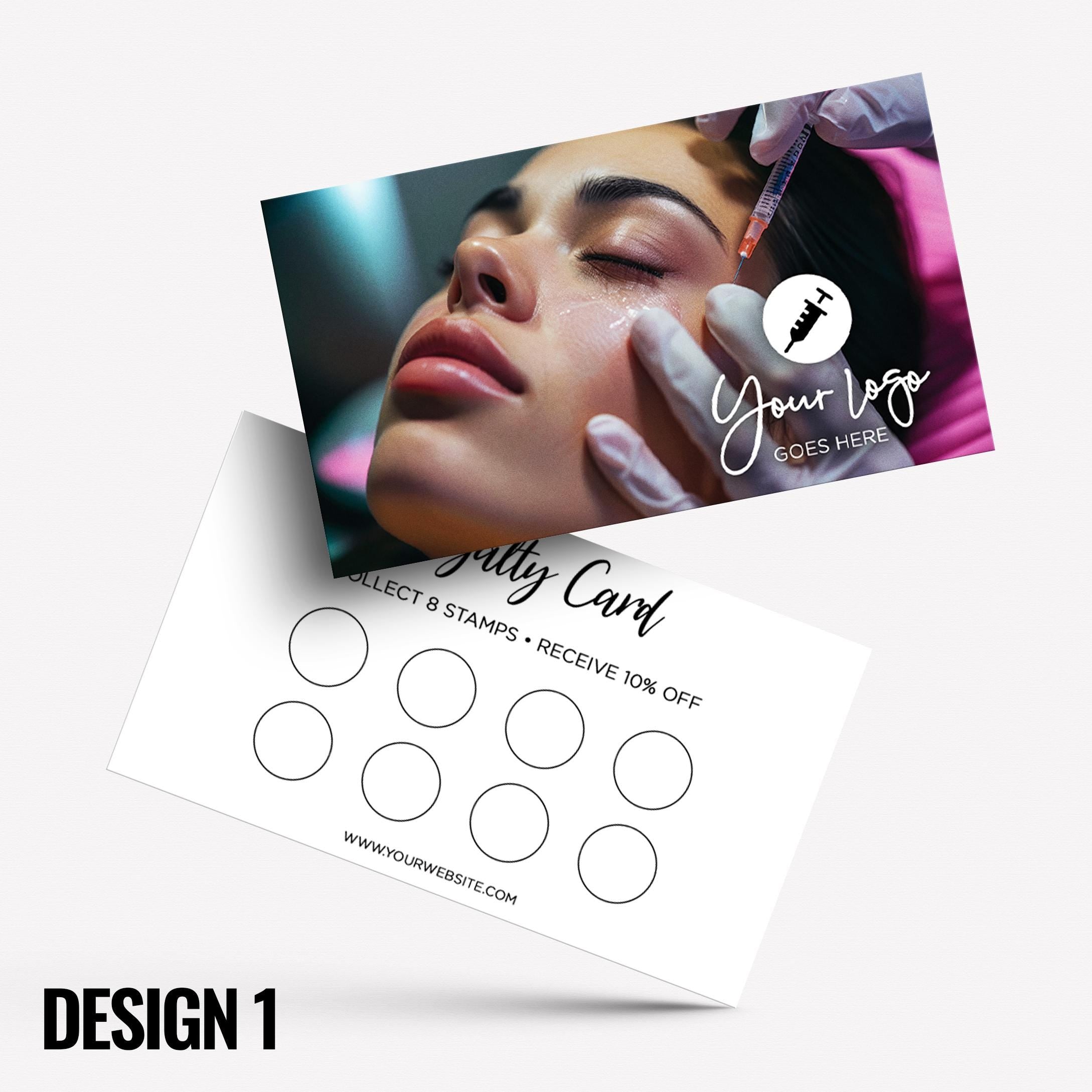 Custom printed loyalty reward cards | Aesthetics clinic beautician PMU injection botox cosmetics beauty female tanning salon tan spraytan