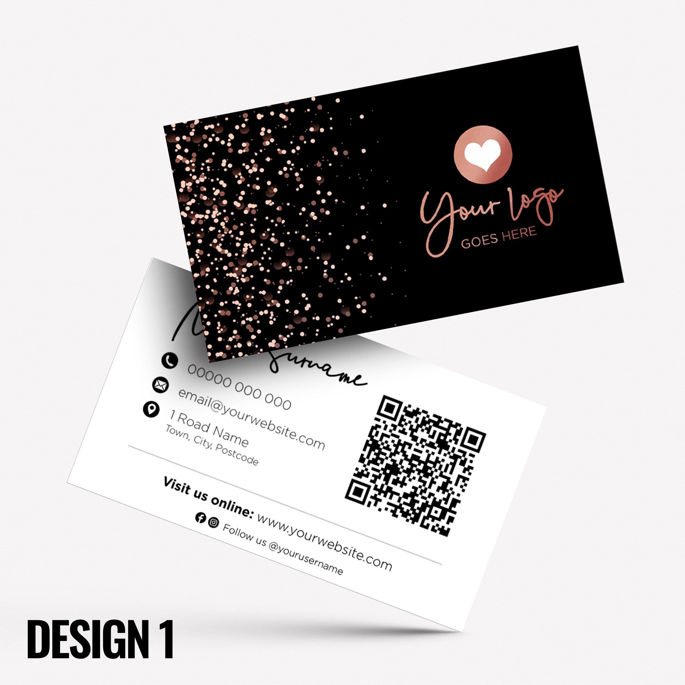Custom Business Card Printing | Glitter Style Modern Design Gold Rose Blue Pink Glittery Elegant Cute Feminine Businesses