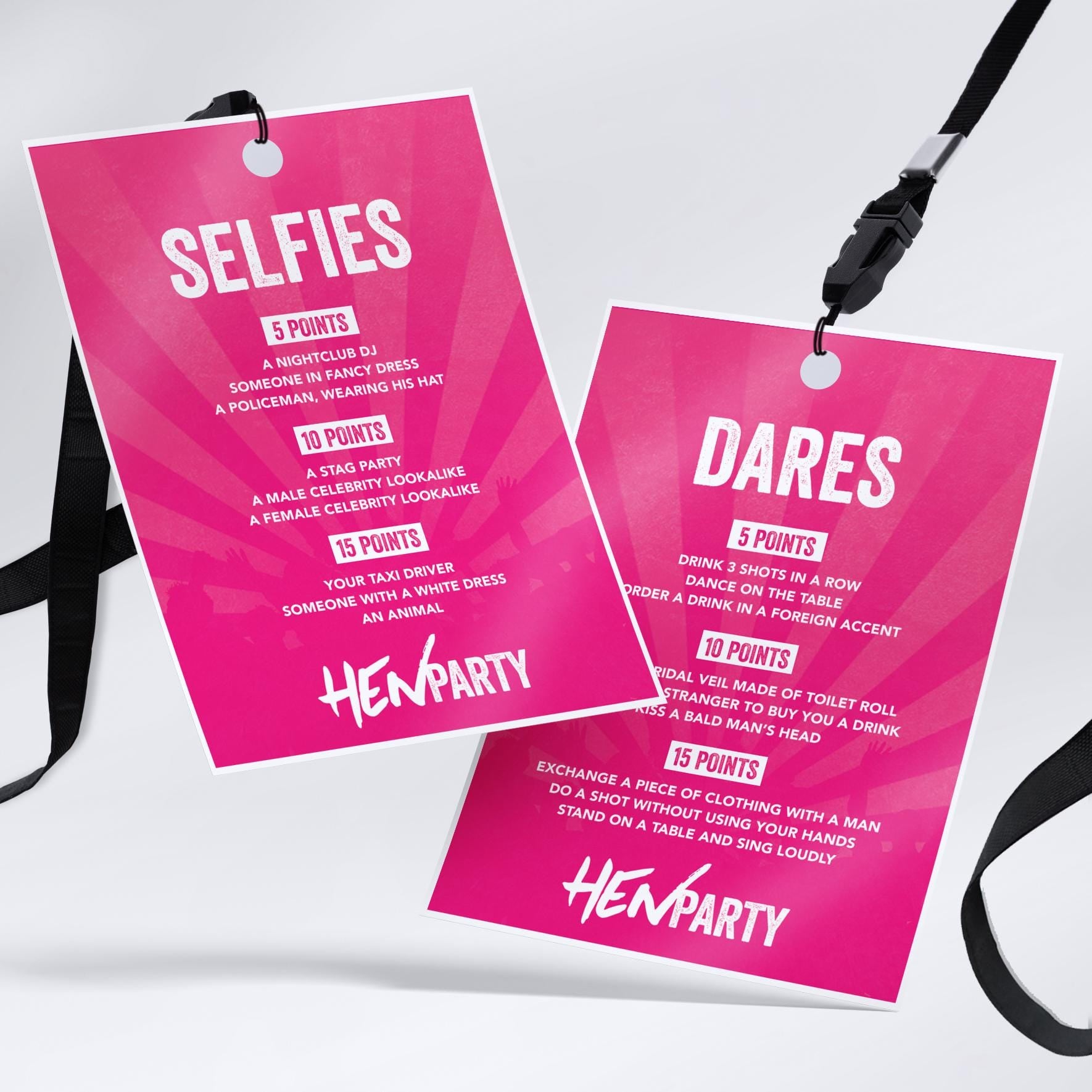 Personalised Hen night party festival style VIP pass & lanyard Invitations Invites